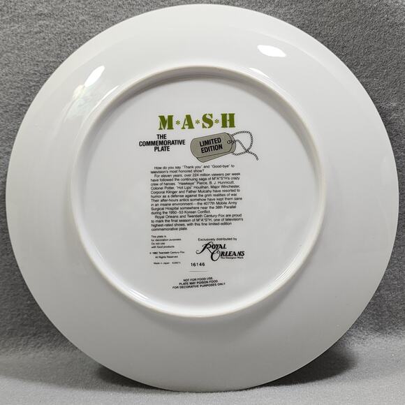 Vintage Royal Orleans Mash 4077th Commemorative Plate Limited Edition with Box - Picture 4 of 9